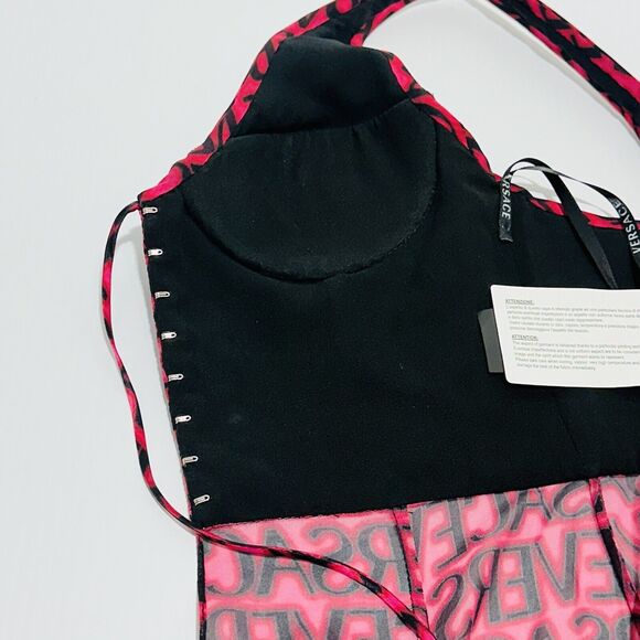 NWT$5,425 Versace Runway SS23 Plisse Dress All Over Logo Red Black IT 38/US 2 - Picture 13 of 16